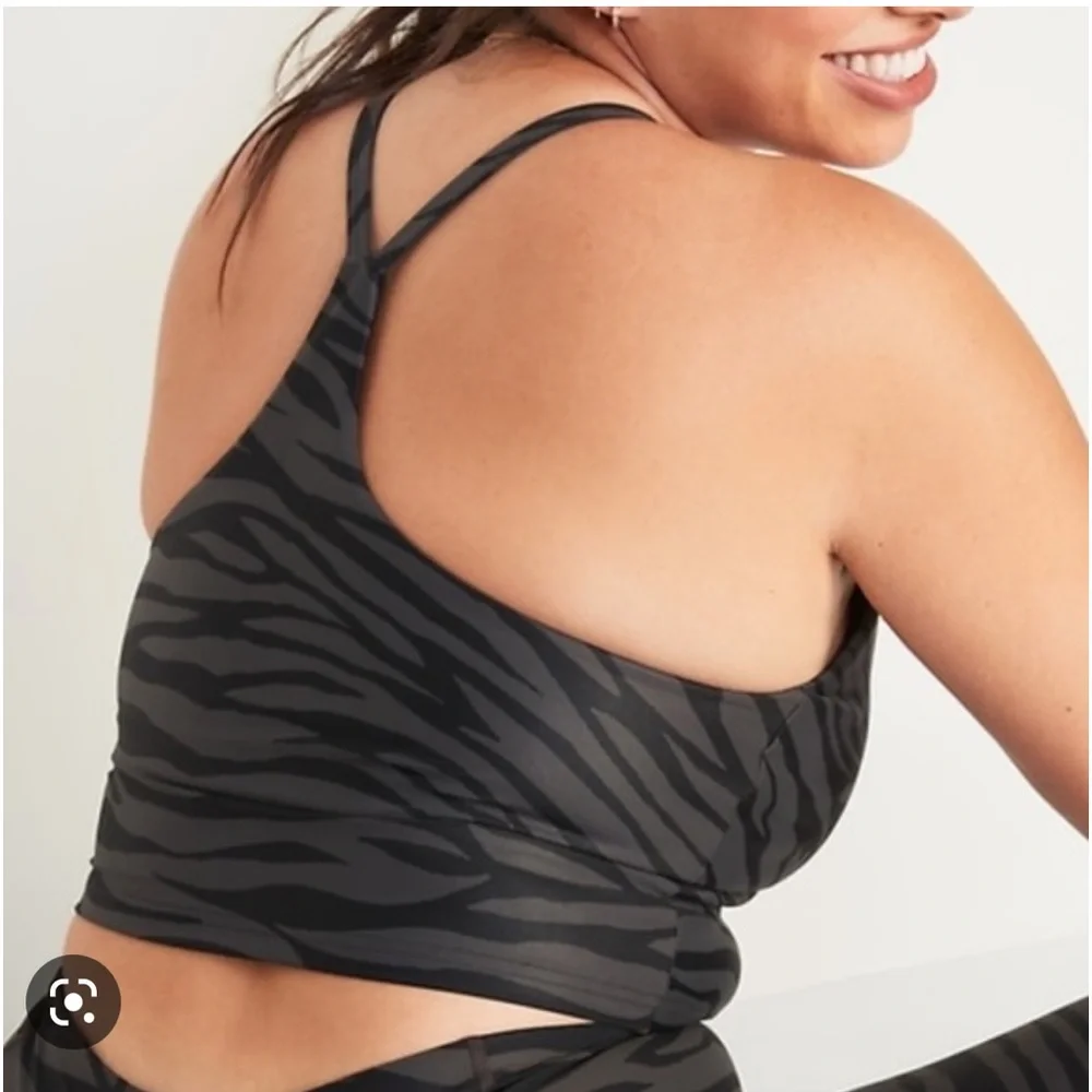 Light Support PowerSoft Longline Sports Bra Crop Top Zebra Small S - Picture 2 of 3